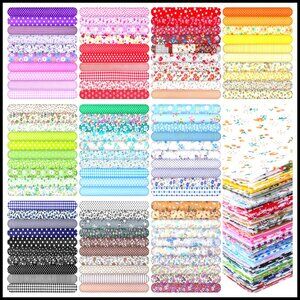 100 Cotton Fabric Squares Precut Quilting Patchwork DIY Craft Sewing Beginners